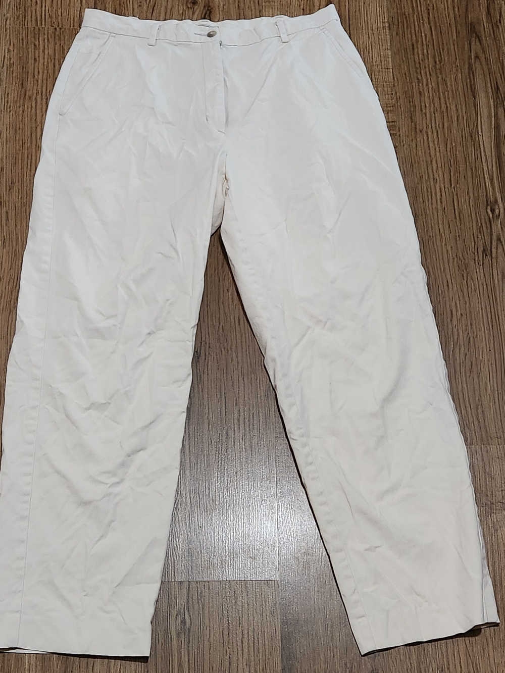 L.L. Bean Women's Straight-Leg White Cotton Pants